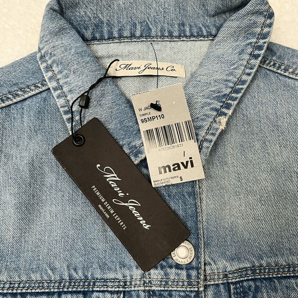 Mavi Jeans Co. Women's Denim Jacket Size S Light Wash Button Front Grommet Hem - Picture 4 of 13